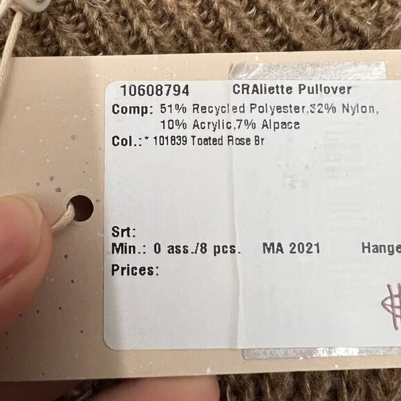 NWT Cream Aliette Alpaca Blended Pullover Sweater Dress Toasted Rose Brown Sz M - Picture 8 of 9